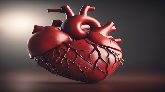 Human heart on a dark background. 3d rendering. 3d illustration